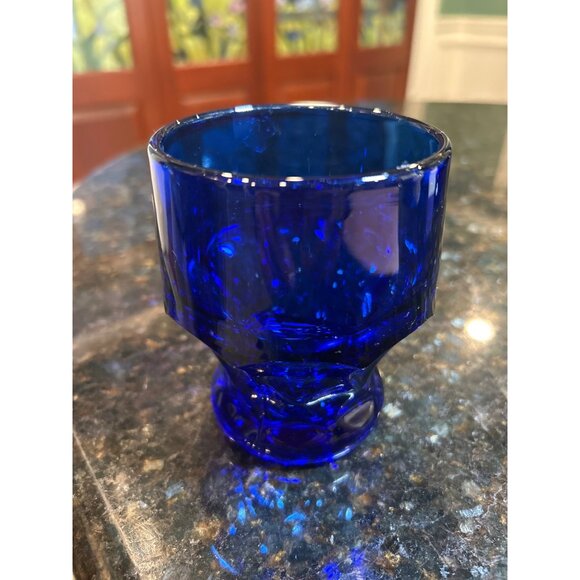 Viking Hazel Atlas Georgian Cobalt Blue Lowball Glasses - Picture 9 of 9